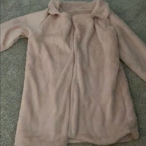 Fluffy pink fur coat